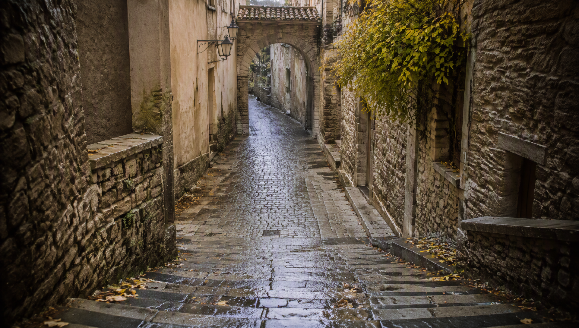 Wet stone alley reference for the low-angle rise test