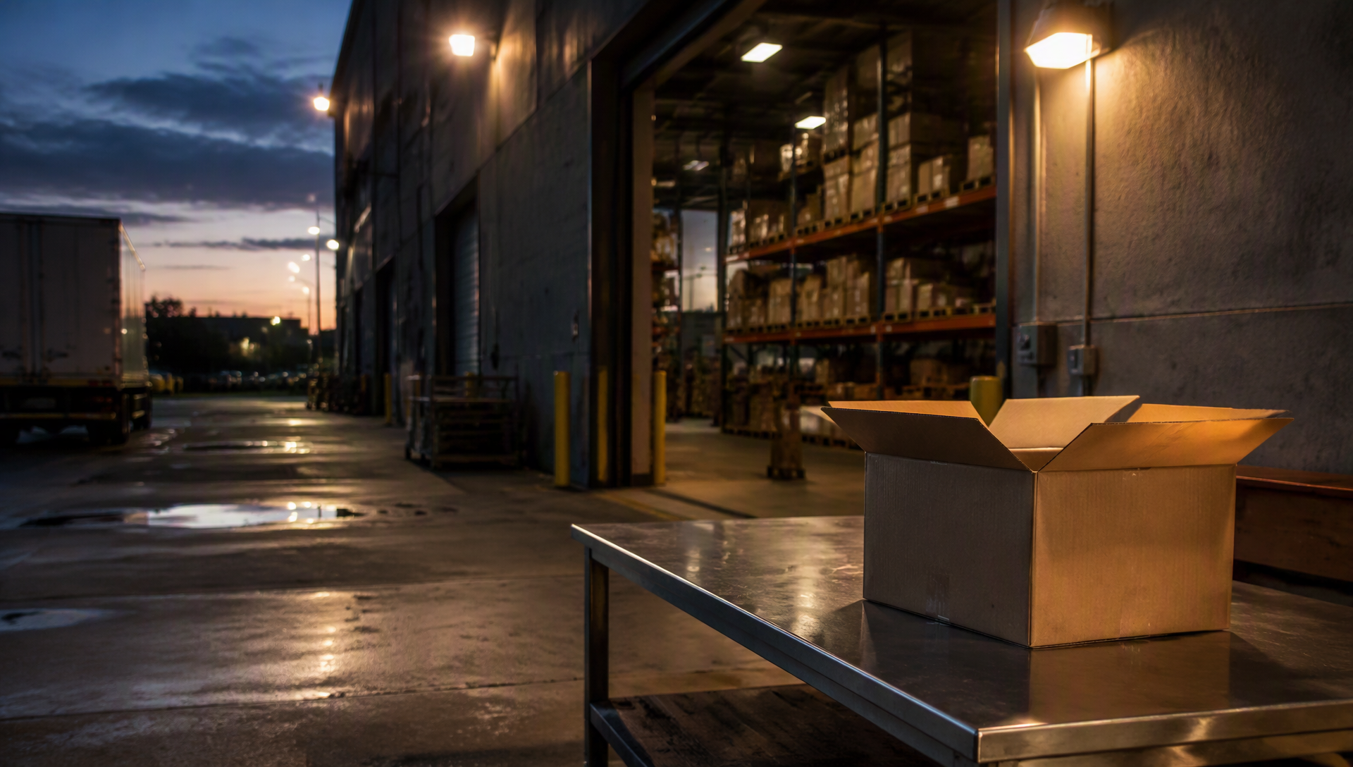 Warehouse package scene reference for the orbit and detail reveal test